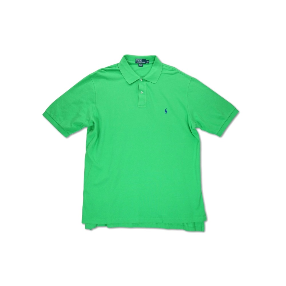 Vintage 90s Polo Ralph Lauren Men's Light Green 2XLT Collared Short Sleeve‎